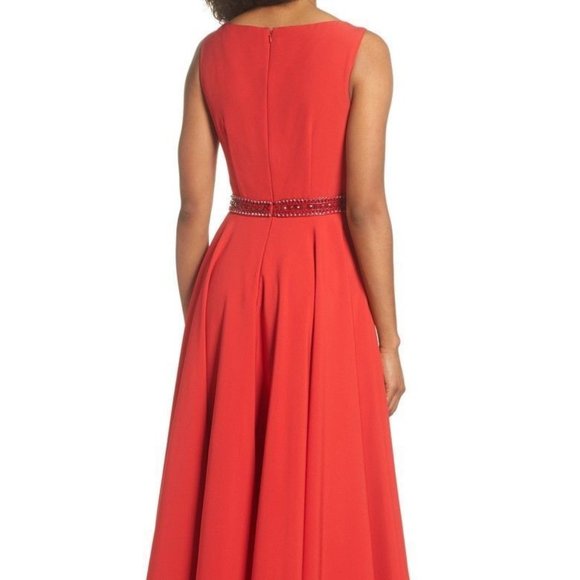 MAC DUGGAL BEADEd WAIST RED BALL-GOWN sz 12 - Picture 2 of 9